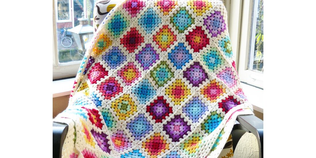 2013-10-09 Rainbow Granny Square Blanket 1